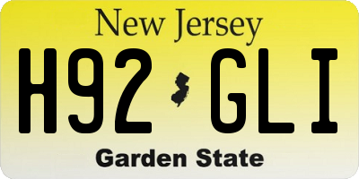NJ license plate H92GLI