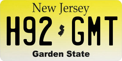 NJ license plate H92GMT