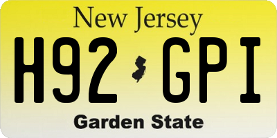 NJ license plate H92GPI