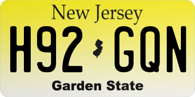 NJ license plate H92GQN