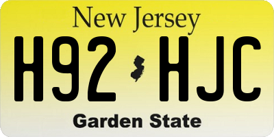 NJ license plate H92HJC