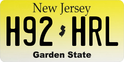 NJ license plate H92HRL