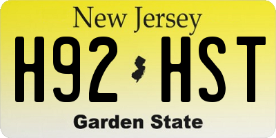 NJ license plate H92HST