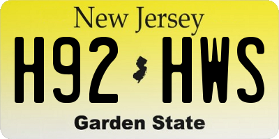NJ license plate H92HWS