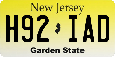 NJ license plate H92IAD