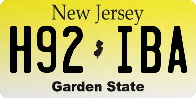 NJ license plate H92IBA