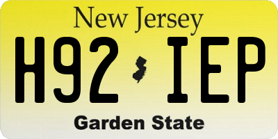 NJ license plate H92IEP