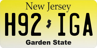 NJ license plate H92IGA