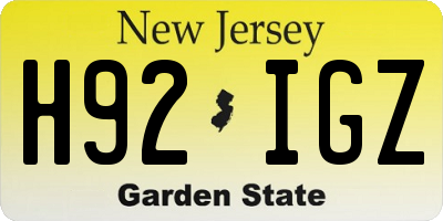 NJ license plate H92IGZ