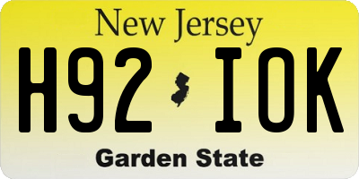 NJ license plate H92IOK