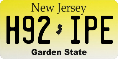 NJ license plate H92IPE