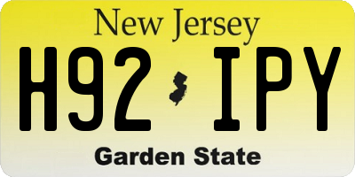 NJ license plate H92IPY