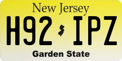 NJ license plate H92IPZ