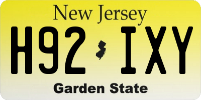 NJ license plate H92IXY