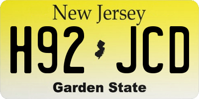 NJ license plate H92JCD