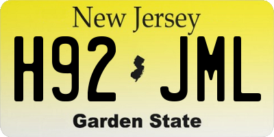 NJ license plate H92JML