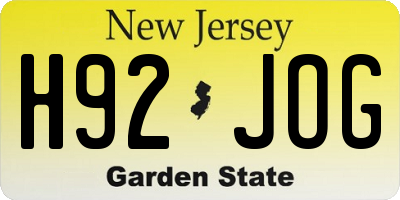 NJ license plate H92JOG