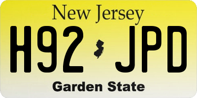 NJ license plate H92JPD