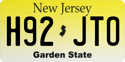 NJ license plate H92JTO