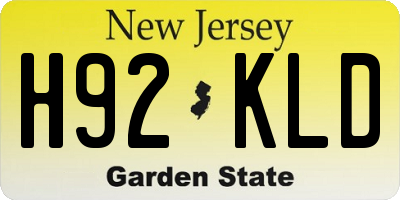 NJ license plate H92KLD