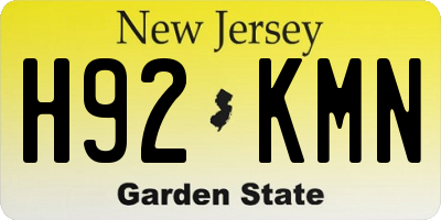 NJ license plate H92KMN