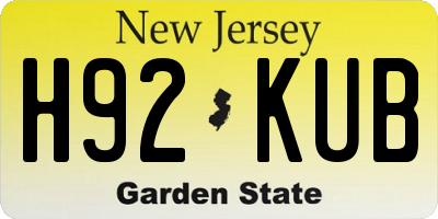 NJ license plate H92KUB