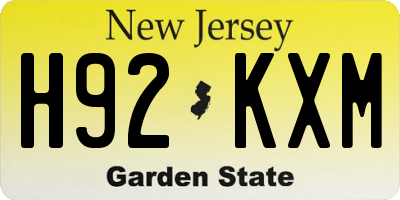 NJ license plate H92KXM
