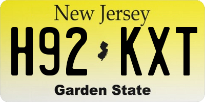 NJ license plate H92KXT