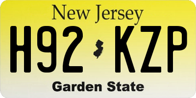 NJ license plate H92KZP