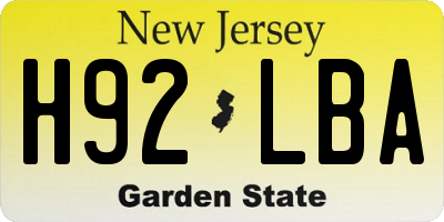 NJ license plate H92LBA