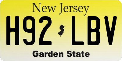 NJ license plate H92LBV