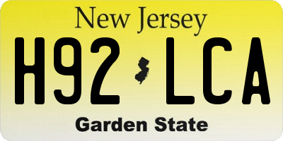 NJ license plate H92LCA
