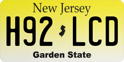 NJ license plate H92LCD