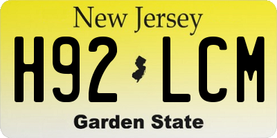 NJ license plate H92LCM