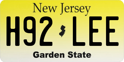 NJ license plate H92LEE