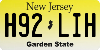 NJ license plate H92LIH