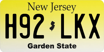 NJ license plate H92LKX