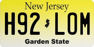 NJ license plate H92LOM