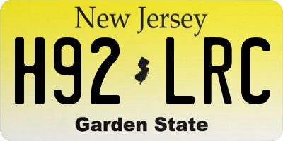 NJ license plate H92LRC