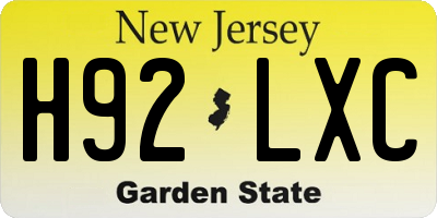 NJ license plate H92LXC