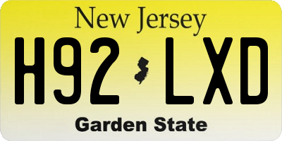 NJ license plate H92LXD