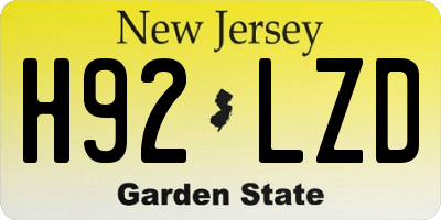 NJ license plate H92LZD