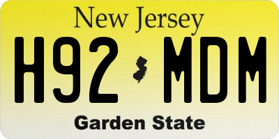 NJ license plate H92MDM