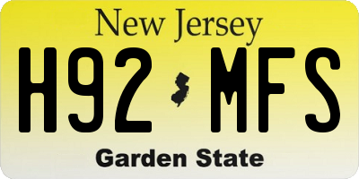 NJ license plate H92MFS