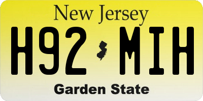 NJ license plate H92MIH