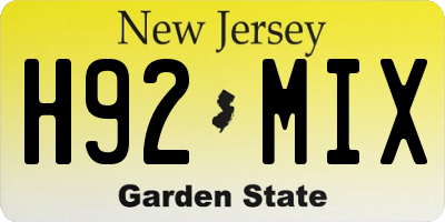 NJ license plate H92MIX