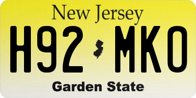 NJ license plate H92MKO
