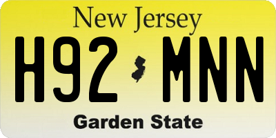 NJ license plate H92MNN