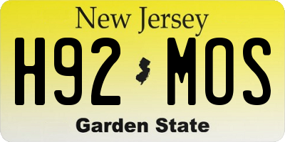 NJ license plate H92MOS