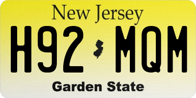 NJ license plate H92MQM
